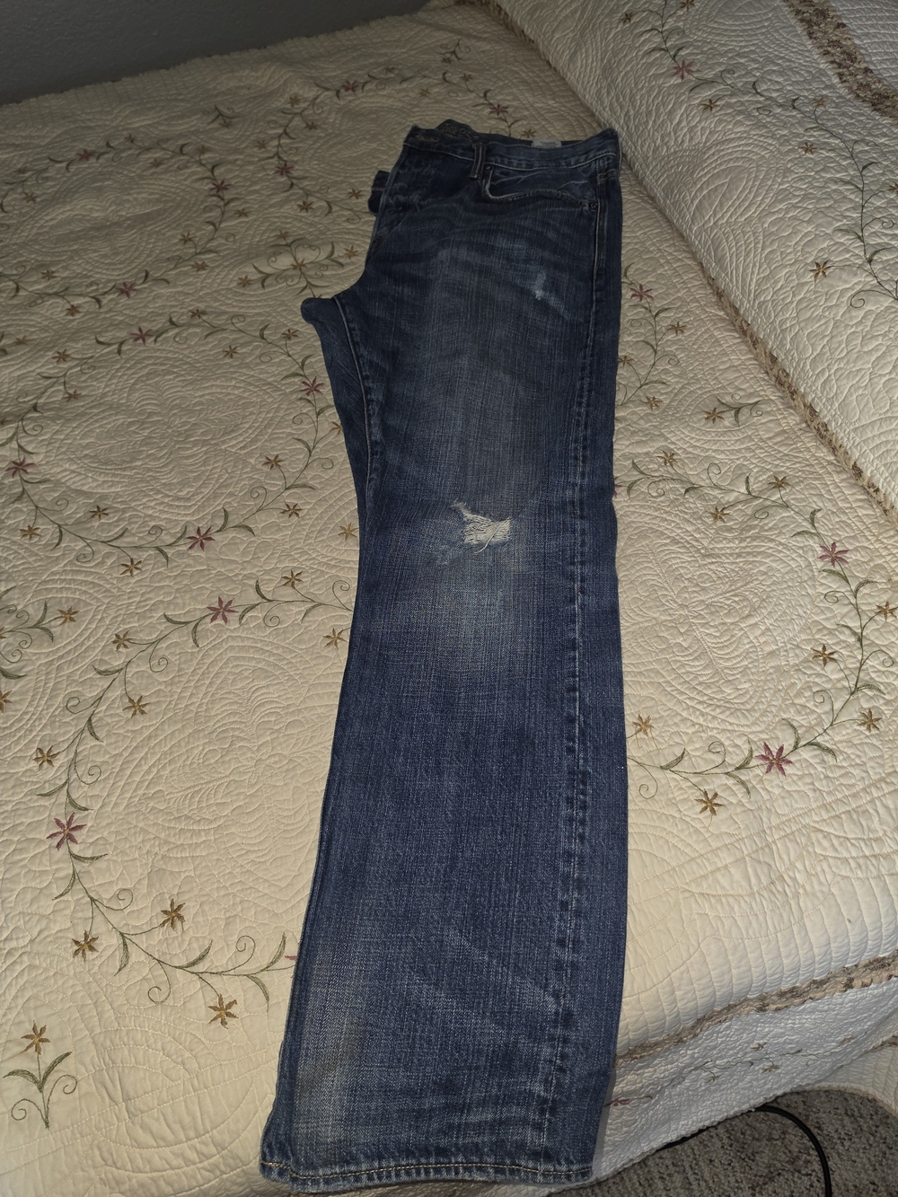 American Eagle Outfitters Slim Straight Dark Blue Distressed Jeans